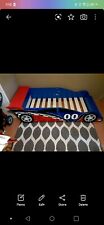 toddler bed, racecar design, wood, used but great condition for sale  Hartford