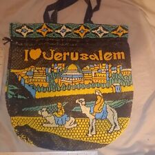Sacola tote com cordão lembrança Jerusalém com miçangas 15 x 15 x 4 miçangas comprar usado  Enviando para Brazil