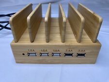 Estación de carga de teléfono inteligente multidispositivo de madera bambú 5 puertos USB segunda mano  Embacar hacia Argentina