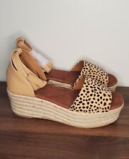 Sandálias plataforma espadrille estampa leopardo chita tamanho 8.5 sapatos femininos bronzeados Qupid comprar usado  Enviando para Brazil