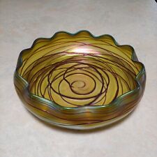 Pallme König & Habel Art Nouveau Olive Green Iridescent Stretch Glass Bowl for sale  Shipping to South Africa
