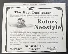 Anuncio impreso de colección 1905 ~ NEOSTYLE ROTATIVO No6 impresora duplicadora oficina antigua copiadora, usado segunda mano  Embacar hacia Argentina