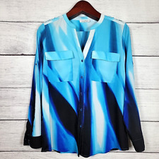 Usado, Camisa feminina Calvin Klein com botões azul média longa manga longa gola V comprar usado  Enviando para Brazil