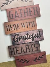 Used, Barn Farmhouse Wood Country Sign Gather With Grateful Heart Wall Hanging Decor for sale  Shipping to South Africa