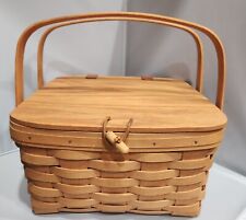 Longaberger 1997 Sm Picnic Basket with Riser Stand & Liner Hand Crafted & Signed for sale  Shipping to South Africa