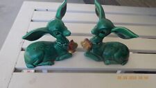 A PAIR OF Lefton Holly Green Big Ear Reindeer Fawn Vintage Christmas Deer RARE for sale  Jerseyville