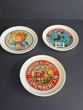 Queijo publicitário francês vintage conjunto de 3 pratos de cerâmica diferentes 6,25", usado comprar usado  Enviando para Brazil