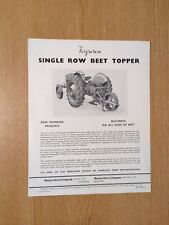 Used, PRE USED MASSEY  FERGUSON SINGLE ROW BEET TOPPER COLLECTORS BROCHURE MEMORABILIA for sale  Shipping to South Africa