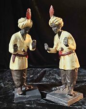 Cold Painted Bronze Blackamoor Statue Figures East India Men Bookends for sale  Shipping to South Africa
