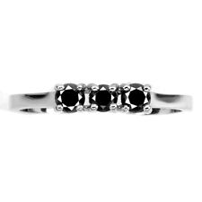 Heated Round Brilliant Cut Black Diamond 3mm 925 Sterling Silver Ring Size 8.5 for sale  Shipping to South Africa