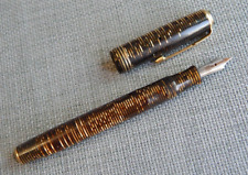 Vintage Parker Vacumatic Fountain Pen Metal Plunger Striped Jewels Brown #1840 for sale  Shipping to South Africa