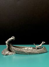 Rawcliffe Pewter Native American Indian Dog Canoe Fishing Hunting Art Figurine for sale  Shipping to South Africa