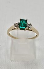 Used, 9ct Yellow Gold Emerald & Diamond Accents Ring 1.48g N1/2 Stunning Elegant Style for sale  Shipping to South Africa