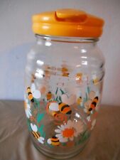 Glass Sun Tea/ Beverage Dispenser Jar W Yellow Spigot/ Lid-Bees & Daisies EUC for sale  Shipping to South Africa