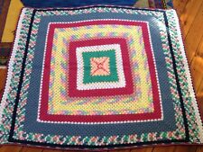 Cobertor quadrado vintage feito à mão de crochê arco-íris arcílico vovó arremesso afegão 54x60 comprar usado  Enviando para Brazil