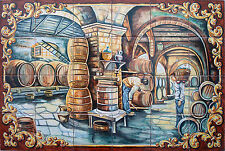 Mural Hand Painted "wine cellar " 24 tiles Spanish ceramic spain Talavera segunda mano  Embacar hacia Argentina