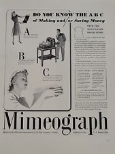 Used, 1940 Mimeograph Fortune WW2 Print Ad A. B. Dick Company Secretary Copy Machine for sale  Shipping to South Africa