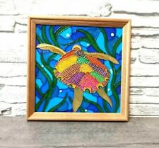 Stained glass painting rainbow turtle Room Wall Art Ocean life Home decor, used for sale  Shipping to Canada