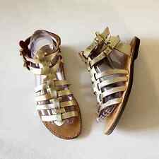 KOUROS | Handmade Greek Gladiator Sandals Gold Leather Double Ankle Strappy Sz 8 for sale  Shipping to South Africa