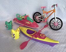 Barbie Lot Camping Fun Jet Ski Kayak Peddle Bike With Life Jackets And Paddle for sale  Shipping to South Africa
