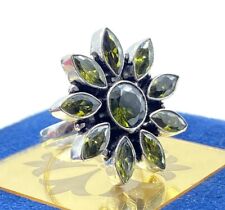 Anel ajustável de prata esterlina 925 verde peridoto joia flor comprar usado  Enviando para Brazil