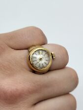 Relógio anel feminino vintage Zarya oval feito à mão URSS dourado, usado comprar usado  Enviando para Brazil