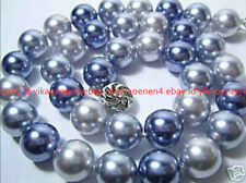 8mm Blue Silver Gray Multicolor AAA South Sea Shell Pearl Necklace 16-36'' for sale  Shipping to South Africa