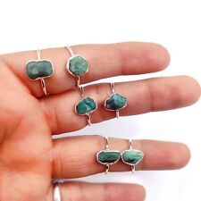 Raw Emerald Ring, Sterling Silver Ring, Crystal Ring, Gemstone Ring for sale  Shipping to South Africa