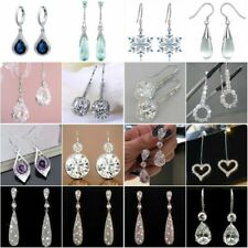 Gebruikt, Elegant   Silver Jewelry Drop Earrings for Women White Sapphire A Pair/set tweedehands  verschepen naar Netherlands