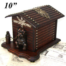 Antiguo Roble época victoriana Caja de puros presentador o tabaco, una casa de perro con perro segunda mano  Embacar hacia Spain