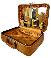 beautiful vintage leather overnight travel suitcase luggage for sale  Shipping to South Africa