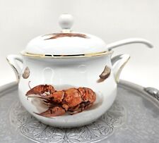 BORDE DORADO KUBA Sopa de Tureen Porcelana Bisque JKW Josef Mariscos Langosta Almejas 1399 segunda mano  Embacar hacia Argentina