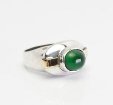 Usado, Elegante anel elegante vintage prata esterlina ouro 14k vidro verde tamanho 7 comprar usado  Enviando para Brazil