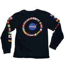 Camiseta masculina manga longa azul gráfica bandeira mundial NASA tamanho pequeno comprar usado  Enviando para Brazil