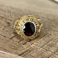 2 Ct Oval Lab Created Red Garnet West Point Military Ring 14K Yellow Gold Plated for sale  Shipping to South Africa