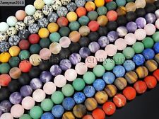 Natural Matte Frosted Gemstone Round Loose Beads 15'' 4mm 6mm 8mm 10mm 12mm  for sale  Shipping to Canada