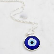 Colar pingente de prata Evil Eye grego turco azul Mati cabochão de vidro Nazar comprar usado  Enviando para Brazil