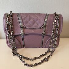 LUELLA “Carmen” Biker Purple Leather Silver Heart Chain Strap Shoulder Bag, used for sale  Shipping to South Africa