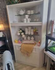 White Painted Shabby Chic Upcycled Corner Display Cabinet / Unit | Glass Shelves for sale  Shipping to South Africa