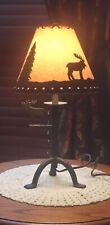 Usado, Lámpara de mesa de alce de metal marrón rústico Cabin Lodge de 19" con pantalla de papel con cordones de cuero segunda mano  Embacar hacia Argentina