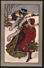 Cartolina illustrata signora usato  Genova