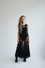 Czarna siateczkowa sukienka z warstwową spódnicą rozmiar XS-M na sprzedaż  PL