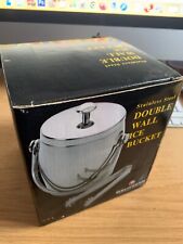Double Walled Stainless Steel Insulated Ice Bucket & Tongs Lid  Party Ice Cooler for sale  Shipping to South Africa