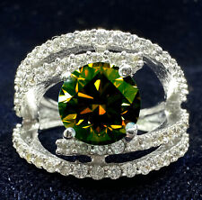 3.20 Ct Vvs1/@Brown White Moissanite Diamond Silver Engagement RING Size 7 for sale  Shipping to South Africa
