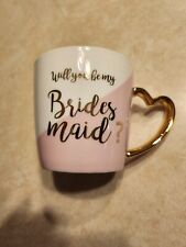 David's Bridal "Will You Be My Brides Maid?" Caneca de café dourada com alça de coração, usado comprar usado  Enviando para Brazil