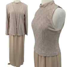 Vintage 2 Piece Jumpsuit Jacket Set Silky Silver Glitter Bodice Flowy Womens 8, used for sale  Shipping to South Africa
