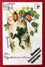 Usato, Congratulazioni cartolina pfingsten 1937 scarafaggi e rana sul tronco dell'albero (104727 usato  Spedire a Italy