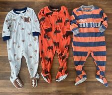 Lot Of 3 Baby Boy 12M 12 months Carter's Zip Up Cotton Sleeper Pajamas Clothes for sale  Shipping to South Africa