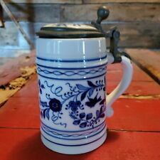 Used, Vintage Blue Onion Meissen Beer Stein With Lithopane In Base & Photo In The Lid for sale  Shipping to South Africa