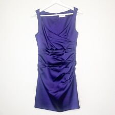 Calvin Klein Satin Ruched Dark Purple Cocktail Party Sheath Dress 6 for sale  Shipping to South Africa